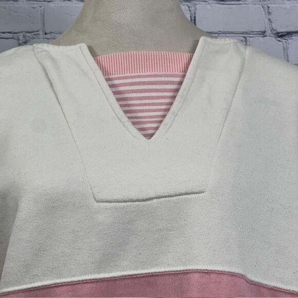 Vintage Sweatshirt Mervyn's Cheetah Small Long Sleeved White Pink Pockets - Picture 3 of 8